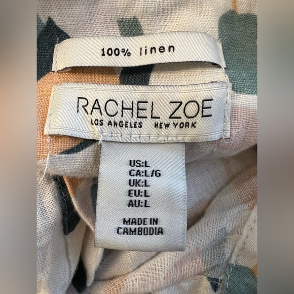 Rachel Zoe Linen Button Up Shirt Dress with pockets Size Large - Picture 5 of 9